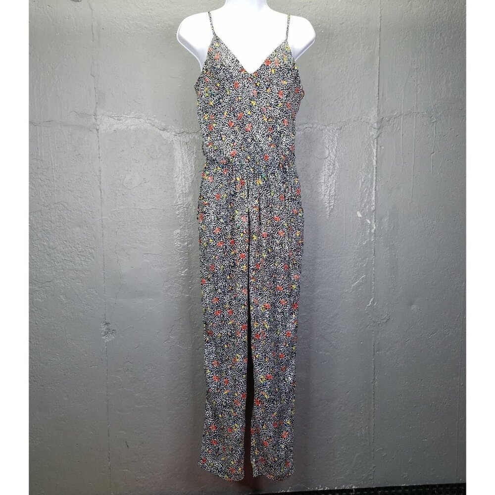 Elevenses Jumpsuit XS Peonia Modern Straight Leg Ditsy Floral Spot Anthropologie